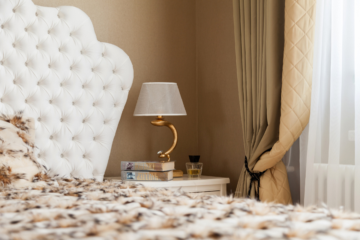 Интерьер спальни, фото Денис Комаров. Дизайнер Ирина Кривцова.