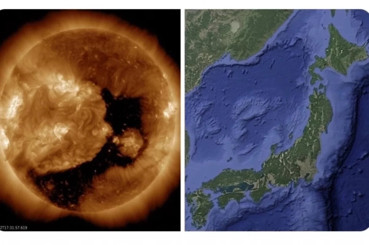    Ученый Бернс нашел аномальное сходство между дырой на Солнце и Японией