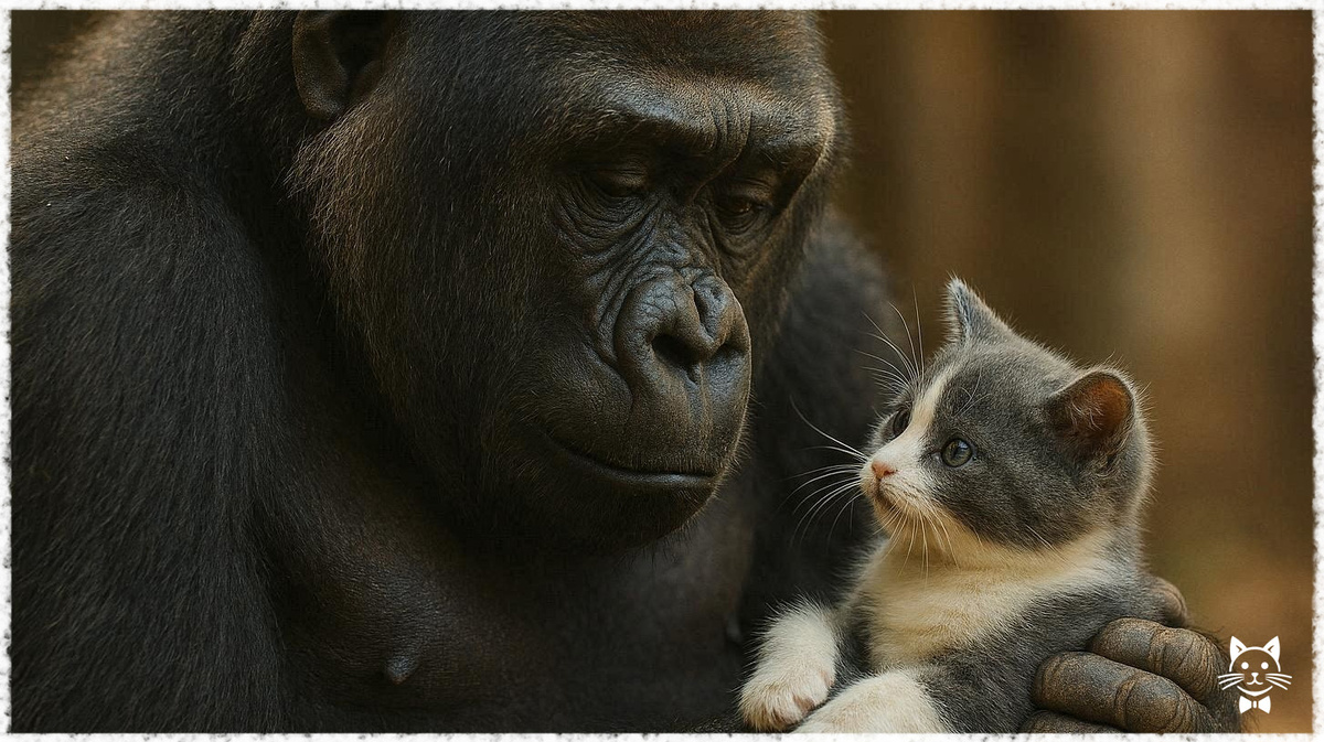 Горилла и котенок