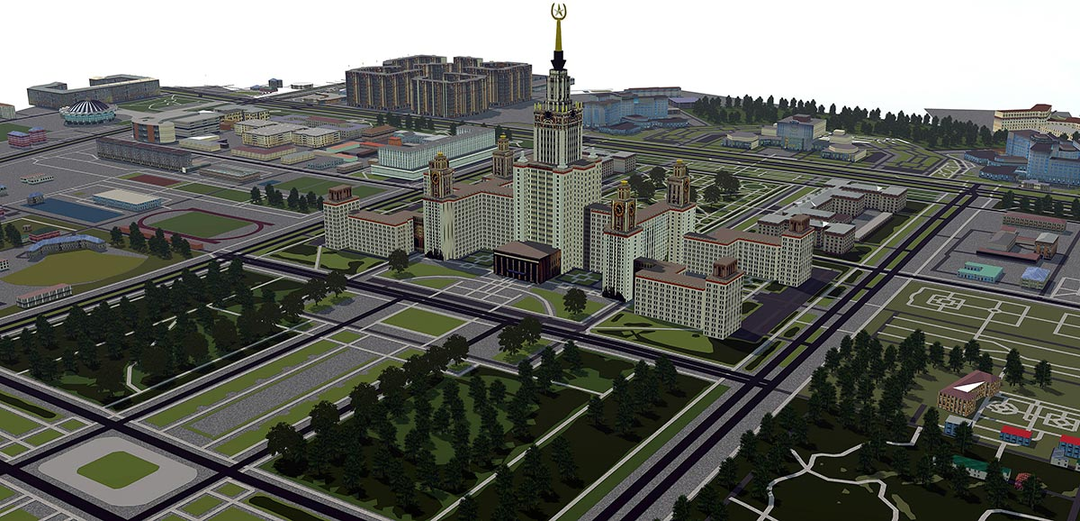 Красный Октябрь, МГУ, Лужники и Фрунзенская набережная в 3D
