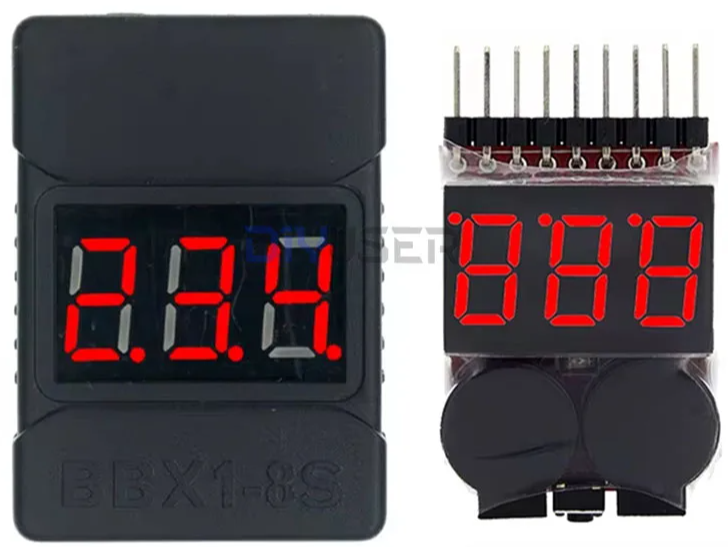 BBХ1-8S - Тестер напряжения с сигнализатором-зуммером о ПЕРЕРАЗРЯДЕ одной из 8 ячеек аккумуляторной Lipo/Li-ion/Li-Fe батареи.
Точность определения напряжения: + _0,01 В.
Диапазон отображения напряжения на единице измерения: 0,5 ~ 4,5В
Диапазон отображения общего напряжения батареи: 0,5 ~ 36В
Диапазон напряжений тестового режима в течение 1 секунды: 4-15В
Режим сигнализации о низком напряжении в течение 2-8 секунд
Диапазон установленных значений сигнализации: ВЫКЛ. ~ 2,7 ~ 3,8 В