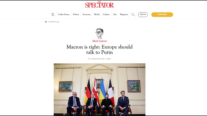    The Spectator признал очевидное: "Макрон прав - Европе следует говорить с Путиным". Скриншот: The Spectator