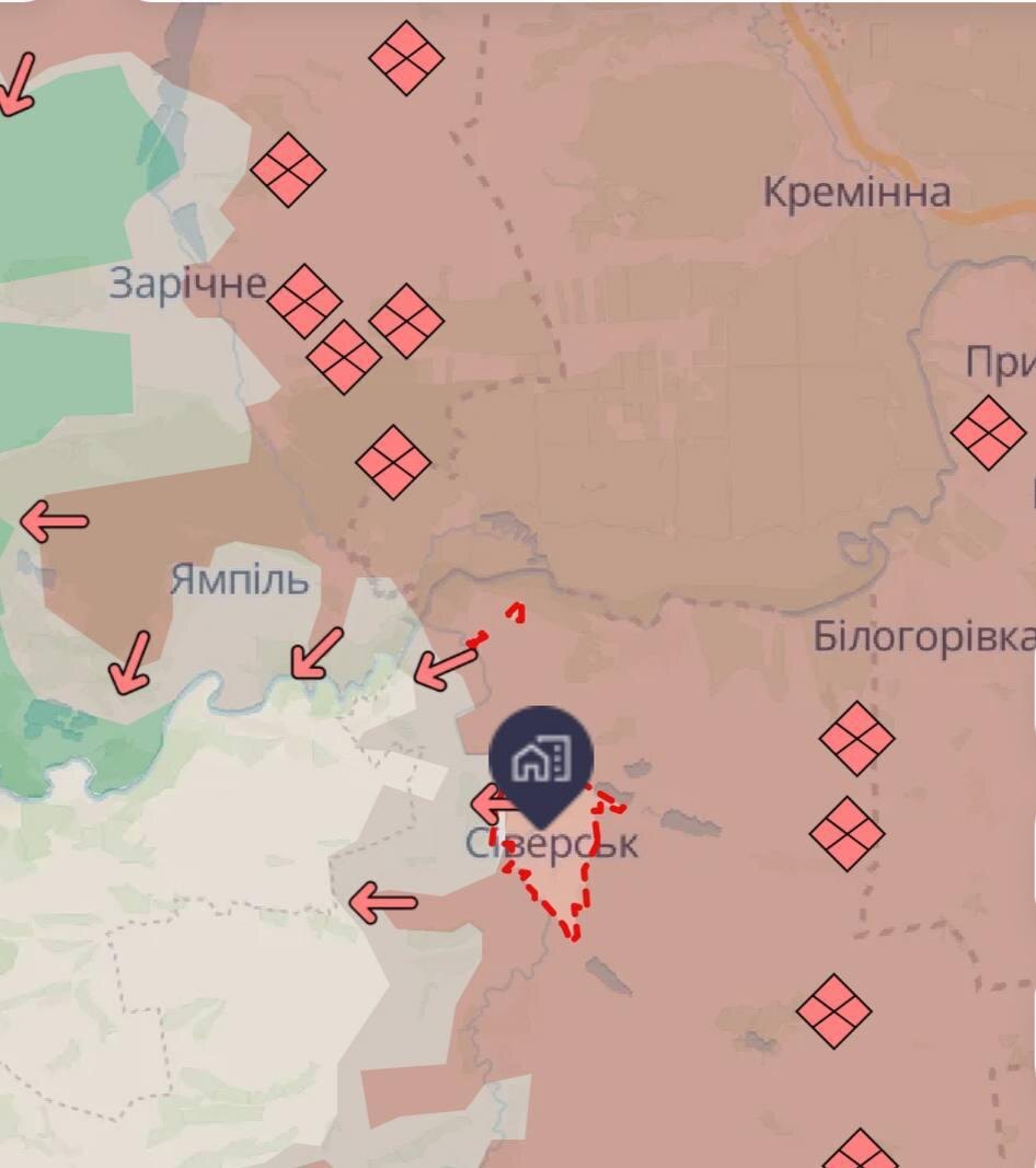    Карта боевых действий с украинского портала Deep State