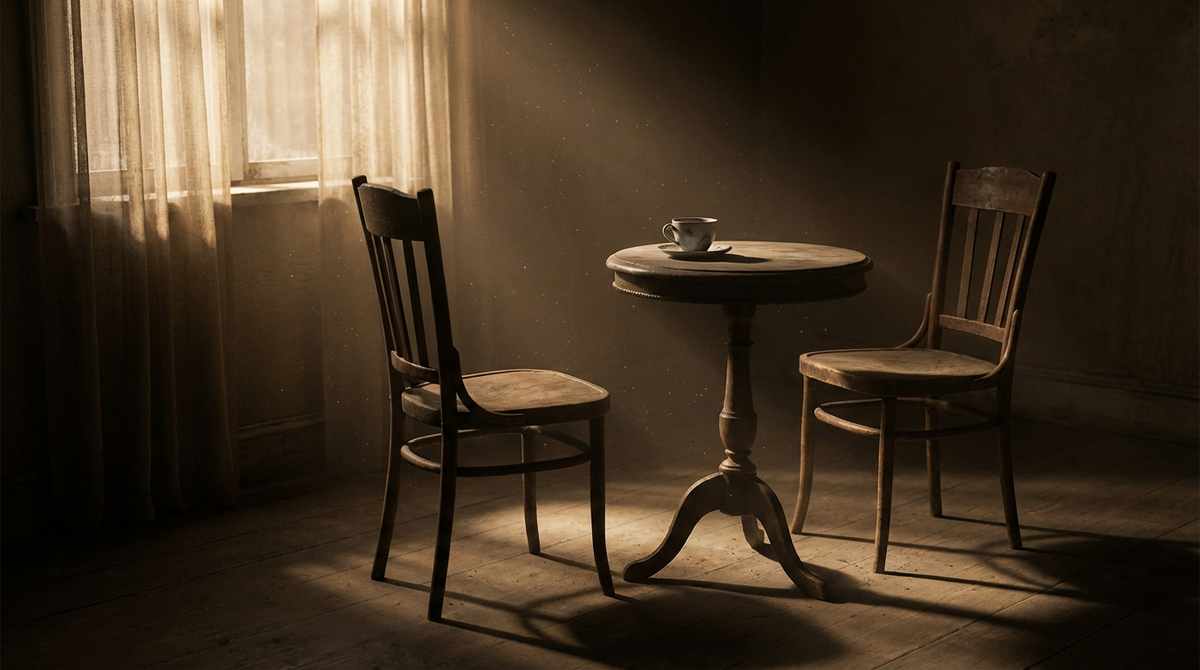 Два стула, между которыми — целая жизнь невысказанного. Остывший чай и тишина, которая громче любых слов.Мы думаем, что смотрим на родителей, но видим лишь отражение собственных страхов и нерешённых конфликтов.