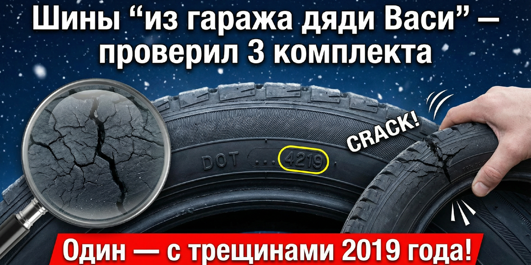 «Я купил 3 комплекта б/у шин за 5 000 ₽. Один оказался “мумией” 2019 года — и едва не убил меня на трассе»
