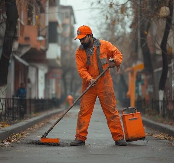 На уборку улиц Петербурга вышли дворники из Индии