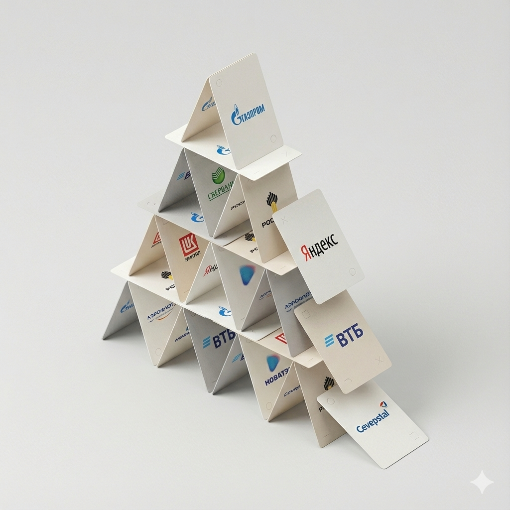 Визуальная метафора. Упомянутые бренды приведены в качестве примера структуры рынка; изображение не является оценкой их реальной финансовой устойчивости.