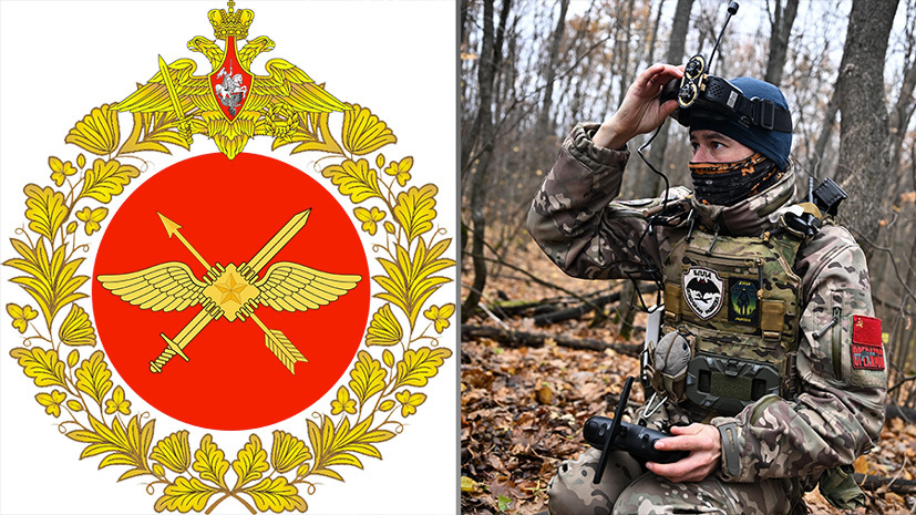     Эмблема войск беспилотных систем ВС РФ /оператор БПЛА самолётного типа / РИА Новости / Минобороны РФ / Сергей Бобылев