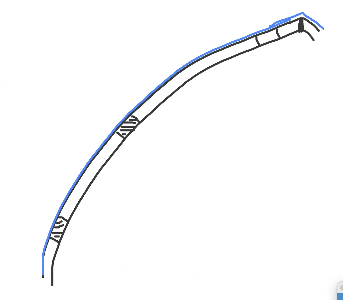 Схематическое изображение крепления поликарбоната вгладь