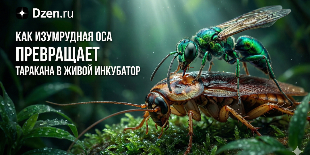 Как оса превращает таракана в живой инкубатор
