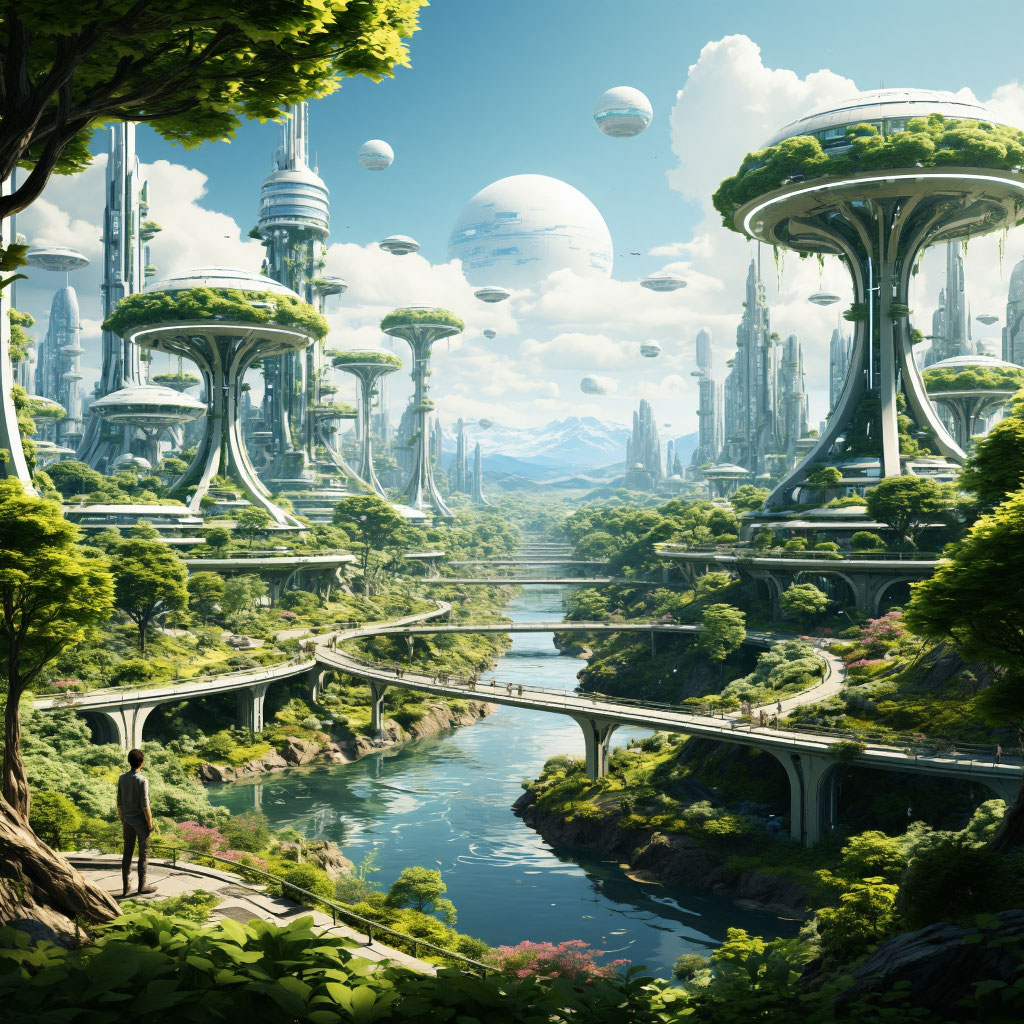 Иллюстрация идеального мира для человечства - видение искусственного интеллекта