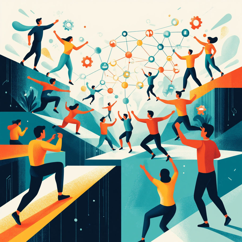 Иллюстрация сотрудничества людей - достигать целей совместными услиями!