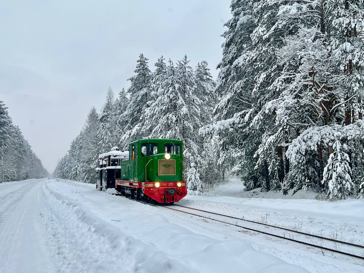 Вагон-снегочист с тепловозом