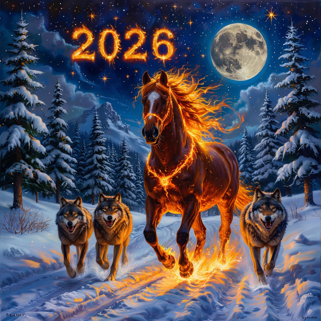 ОГНЕННАЯ ЛОШАДЬ - 2026 ГОД (Сгенерировано в Шедевруме)