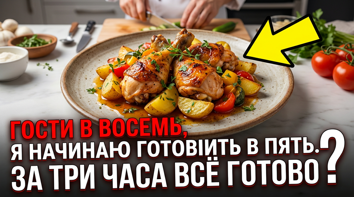 Гости в восемь, я начинаю готовить в пять. За три часа всё готово.