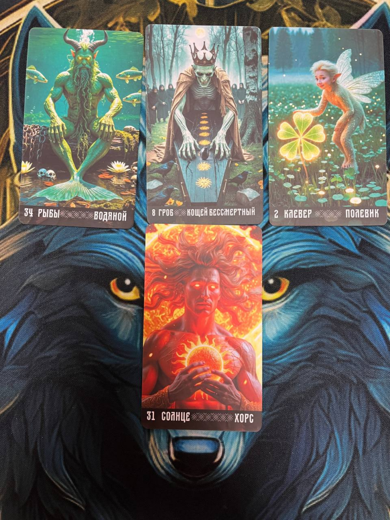 Проверочные расклады к ченнелингу. Фото автора.