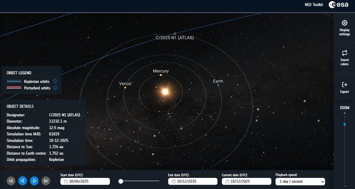 Интерактивная карта траектории 3I/ATLAS (или C/2025 N1 (ATLAS)). Фото: ESA/Gaia/DPAC;CC BY-SA 3.0 IGO
