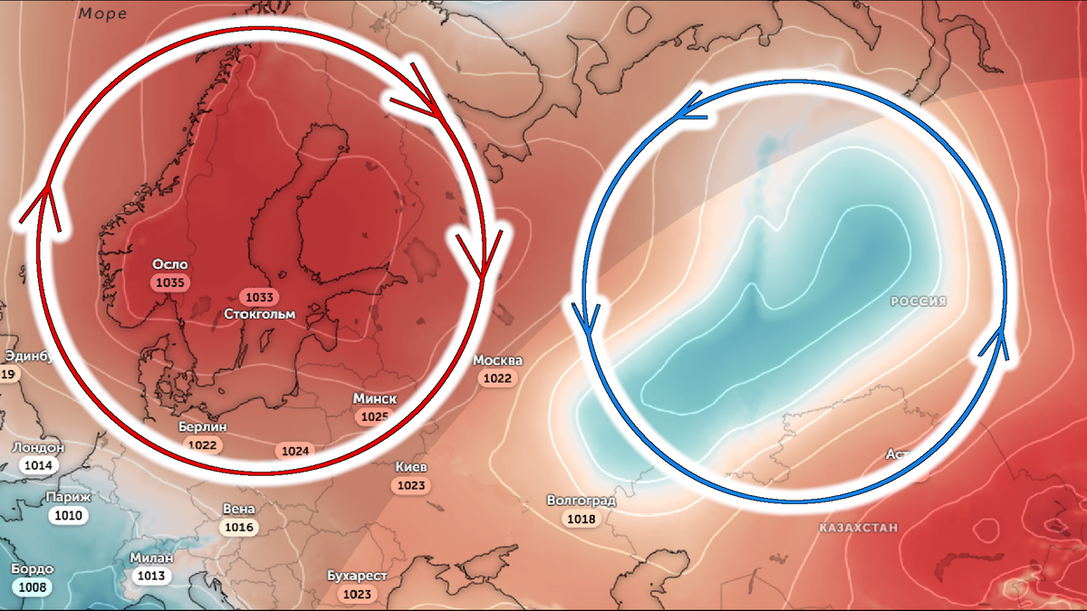Механизм поступления холодного воздуха из Арктики: в середину затягивает воздух с севера
