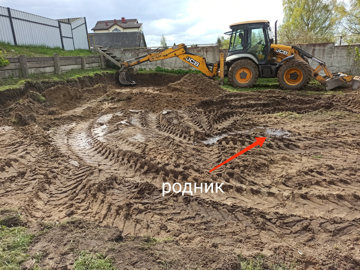 Уровень УГВ под будущим гаражом весной 