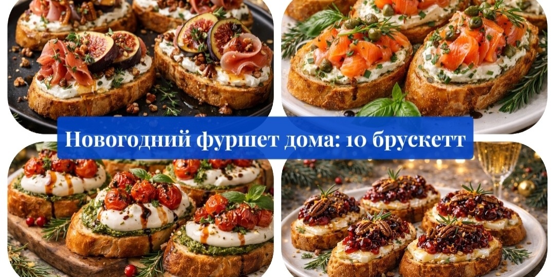 Новогодний фуршет дома: 10 брускетт, которые украсят праздничный стол
