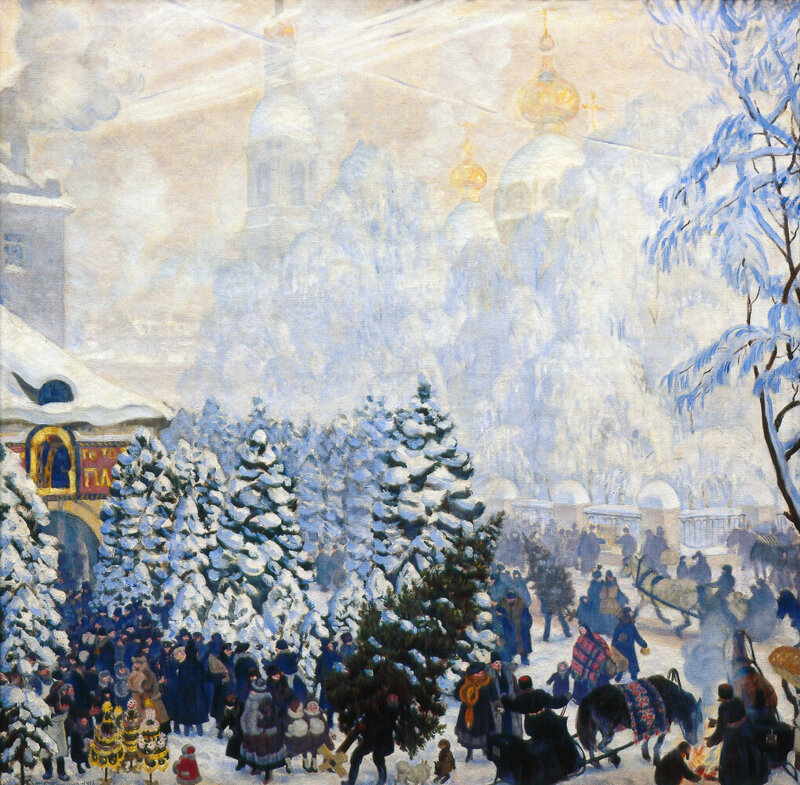 Борис Кустодиев, Ёлочный торг, 1918