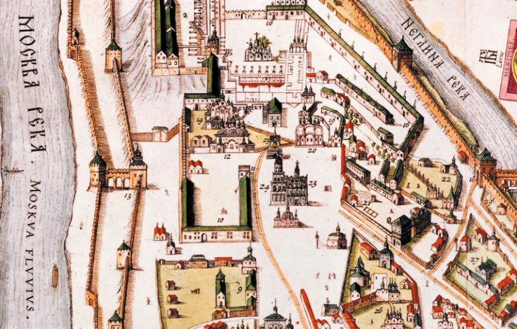 Соборная площвдь на плане «Кремлеград» начала XVII века.