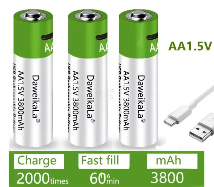 Dadolii перезаряжаемая литий-ионная батарея AA 1,5В 3800 мАч