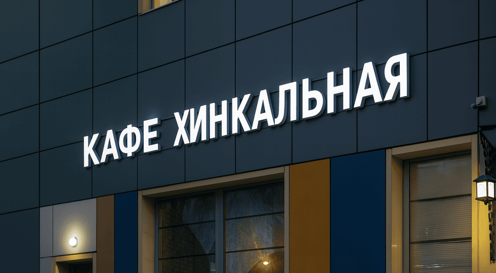 Объёмные световые буквы "Кафе Хинкальная"