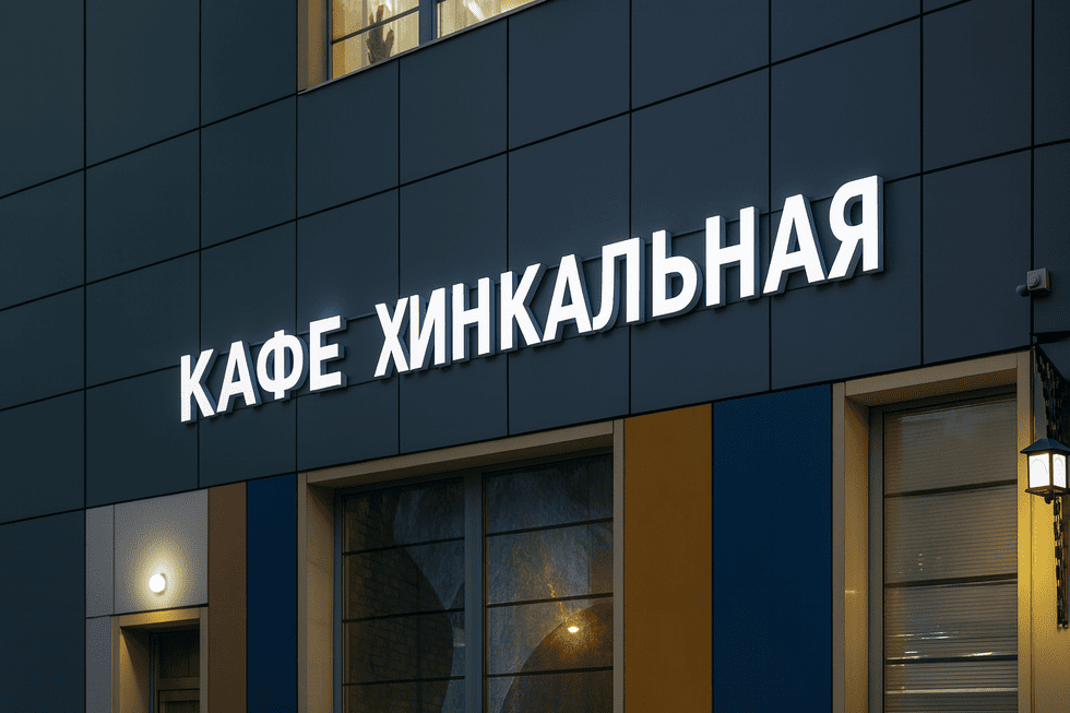 Объёмные световые буквы "Кафе Хинкальная"