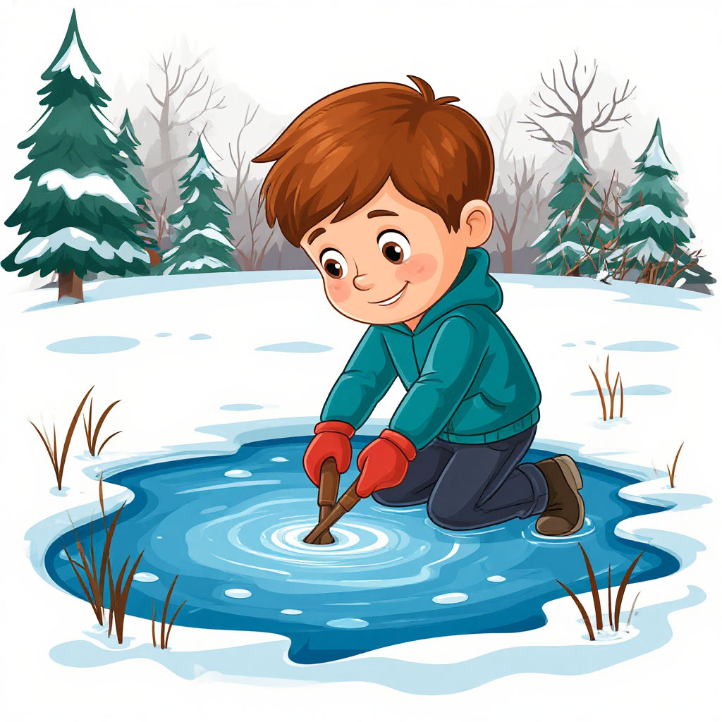 Помните, что выходить на неокрепший лёд опасно!