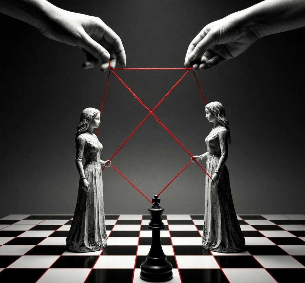 Триангуляция нарцисса — это спектакль. Целью манипуляции является повышение его ценности в глазах жертвы и снижение ее значимости