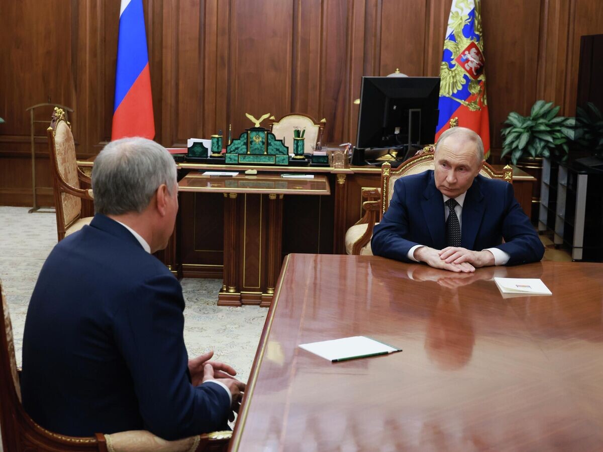    Президент России Владимир Путин и председатель Государственной Думы РФ Вячеслав Володин во время встречи | © РИА Новости / POOL
