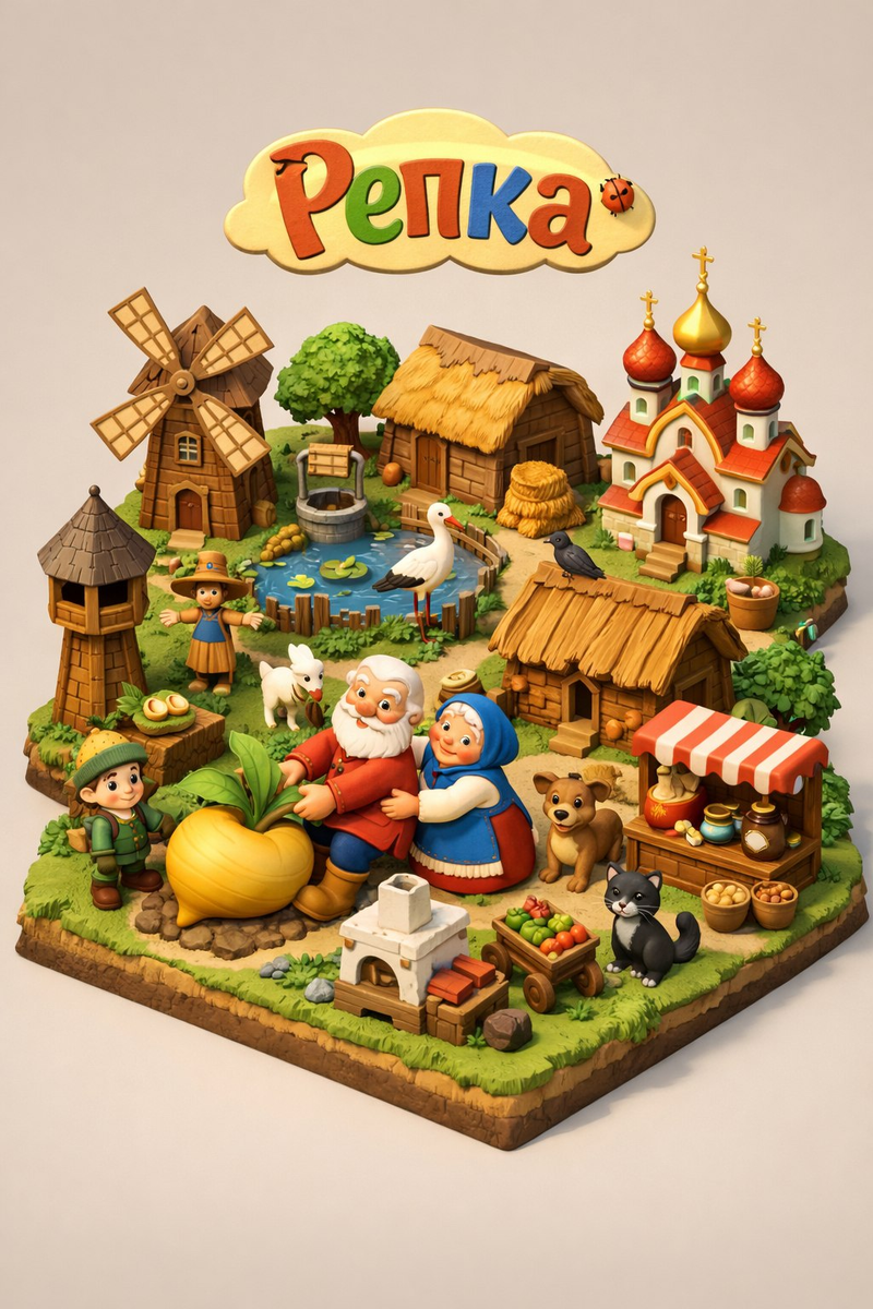 Результат генерации для русской народной сказки «Репка»