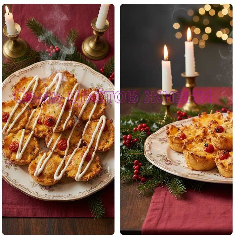 Вот так картофельные цветы- корзинки выглядят на праздничном блюде