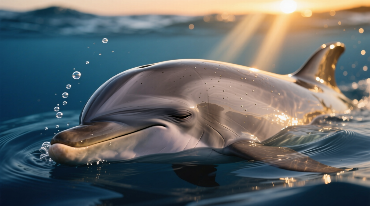 Дельфин спит одним полушарием мозга. Открытый глаз связан с бодрствующей половиной мозга, которая контролирует дыхание и движение.