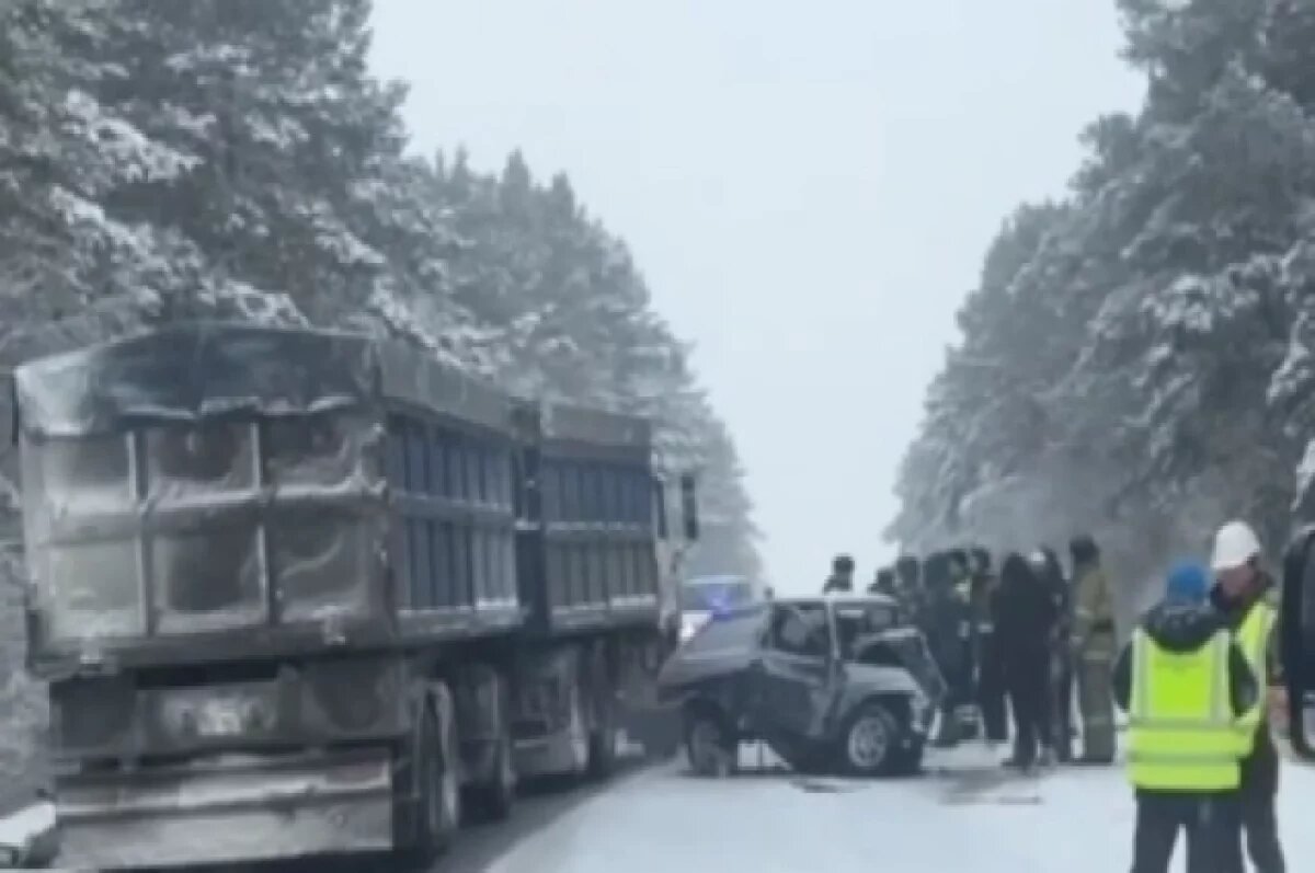    Под Троицком столкнулись минивэн и ВАЗ, шесть человек пострадали