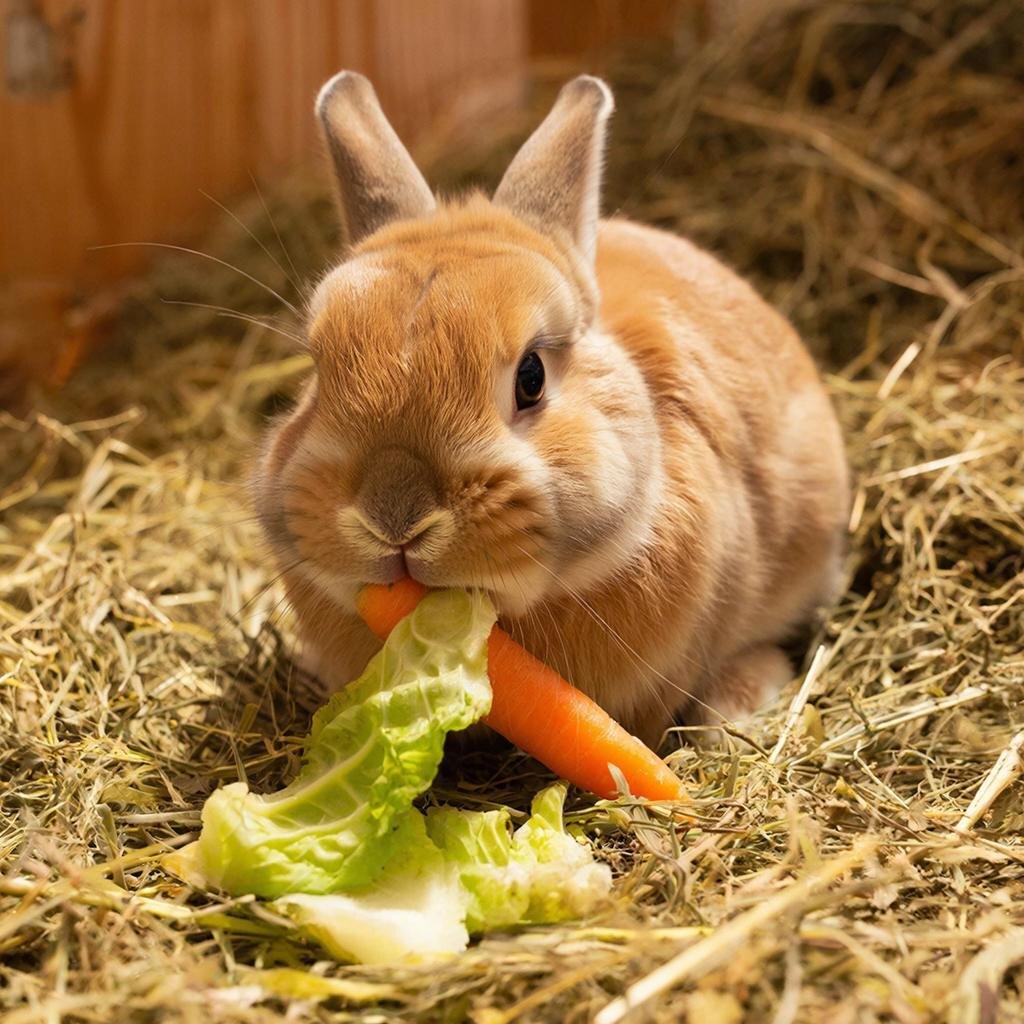 Кролик есть. Кролик ест.