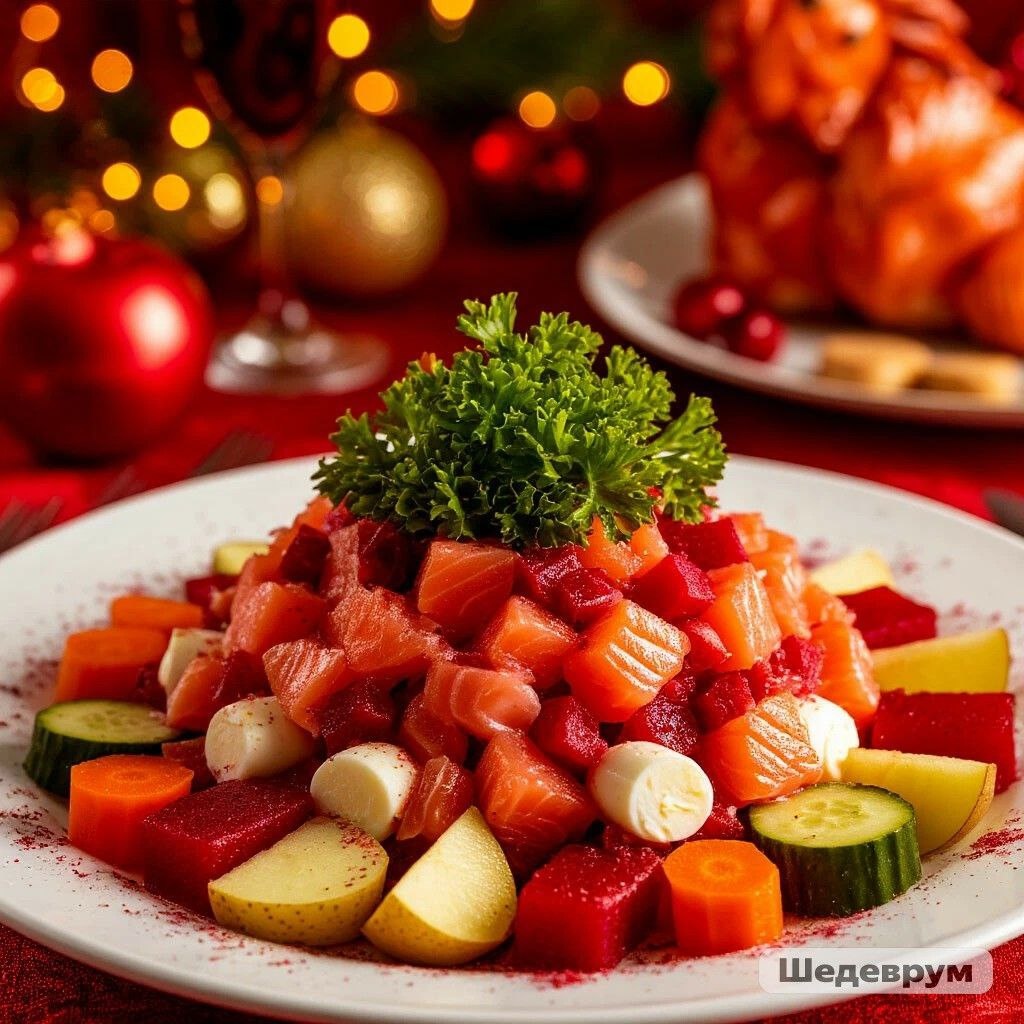 Финский салат с красной рыбой, изображение сгенерировано ИИ