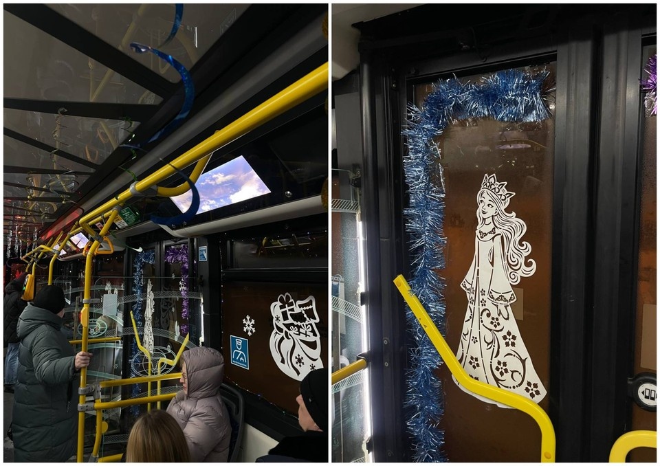    Из бумаги вырезали и приклеили на окна мешок с подарками, снежинки, снегурочку. Фото: предоставлено «КП-Самара»