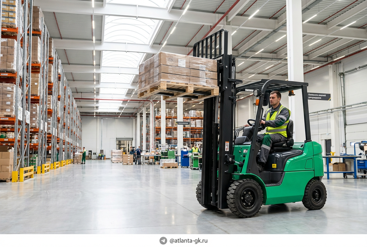    Вилочный погрузчик в аренду с водителем для эффективной работы. Atlanta-gk