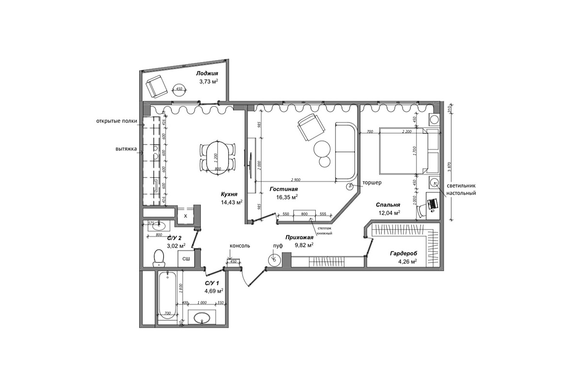 Планировочное решение и расстановка мебели