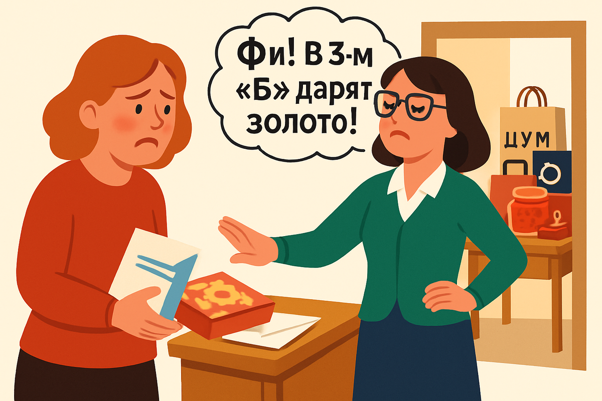 Ярмарка тщеславия в школе. Учитель оценивает любовь родителей по чеку. Подарок за 2000 рублей? Это подачка! Заберите!