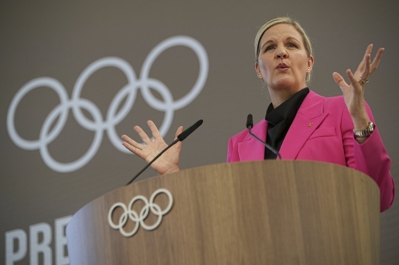     Выступление презедента МОК Кирсти Ковентри / фото: AP