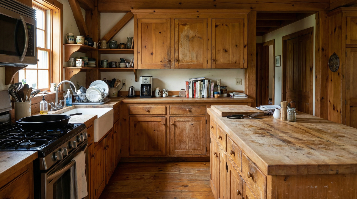 Деревянная кухонная мебель в эксплуатации