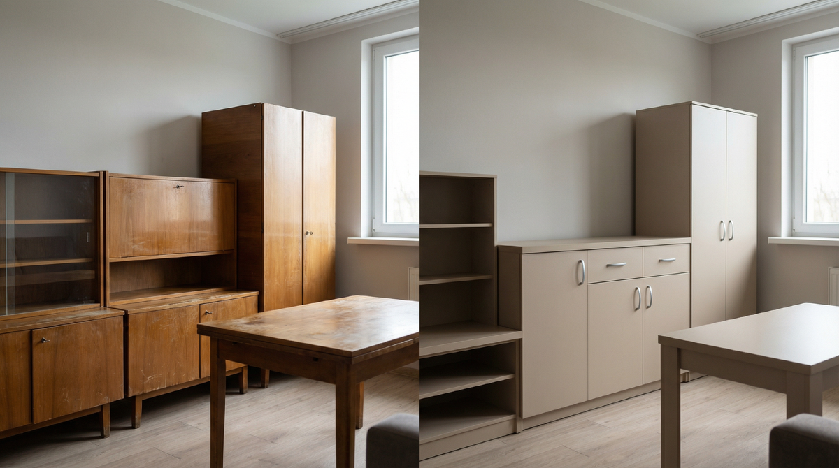 сравнение старой и новой мебели