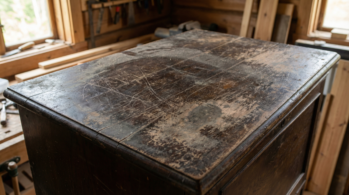 Комод до реставрации с видимыми дефектами