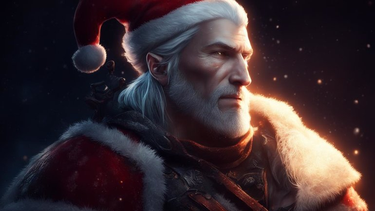 Новогодний Геральт (нейроарт, sport-express.ru).