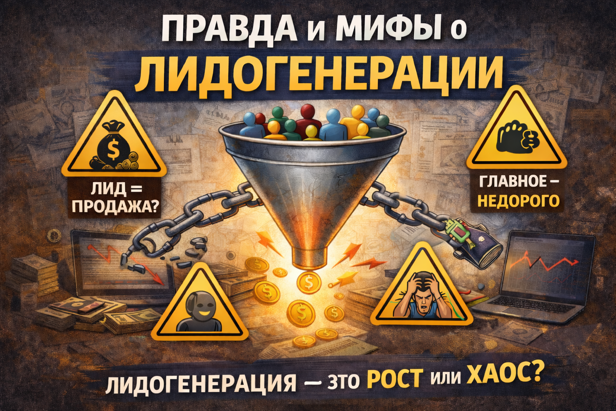 Лидогенерация — это не про «получить больше заявок». Это про управление потоком клиентов от первого касания до сделки. Мифы о лидогенерации удобны, потому что снимают ответственность. Правда — сложнее. Но именно она даёт рост.