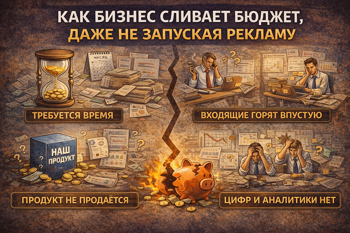 Бюджет можно сливать, даже не запуская рекламу. Через: бездействие, хаос, отсутствие процессов, отсутствие ответственности. И наоборот — когда бизнес управляем, даже минимальные ресурсы начинают работать эффективно.