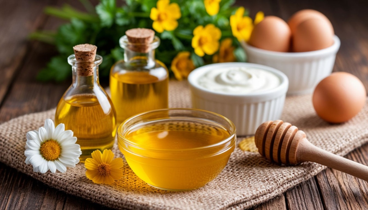 В медовые маски для волос в зависимости от рецепта добавляют базовые и эфирные масла, йогурт, сметану, яйцо, отвары трав и другие компоненты